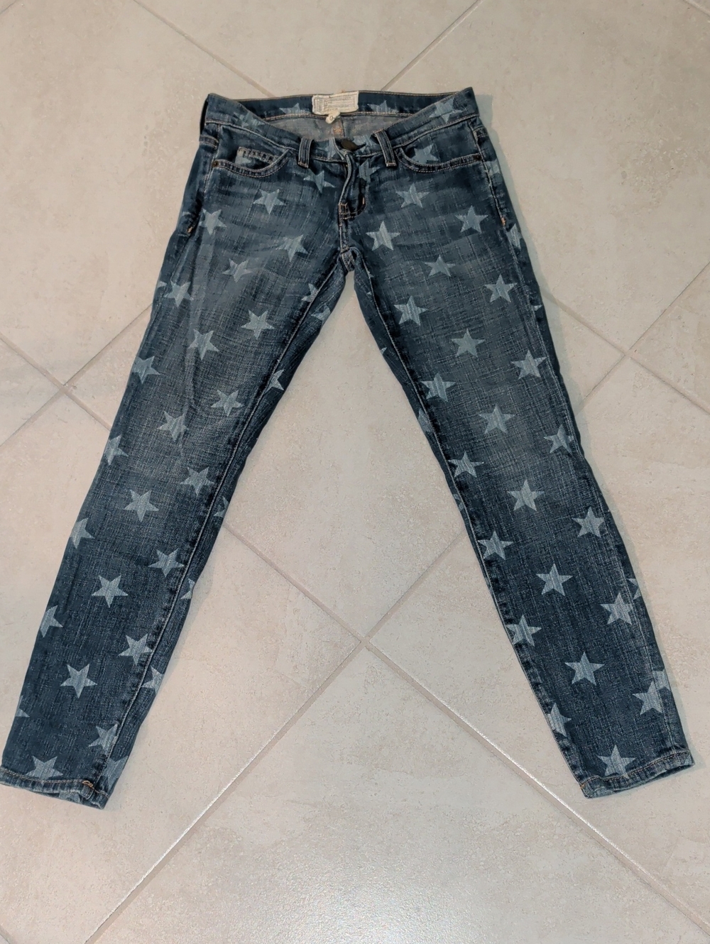 Current Elliott Dark Blue Star Print Skinny Jeans